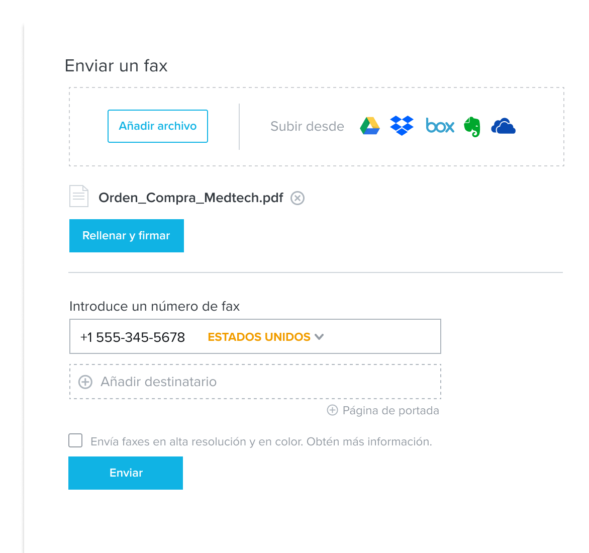 Imagen HelloFax envía un fax