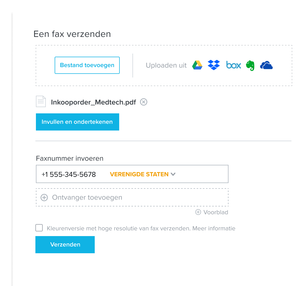 Productafbeelding van het versturen van een fax met HelloFax